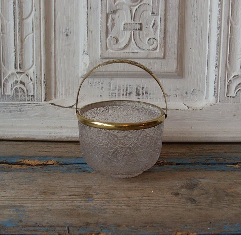 1800tals sukkerskål i glas med messing hank