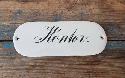 Porcelain sign with the text "office"