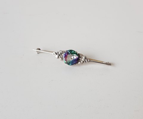 Vintage broche i sølv med Mystic Topaz