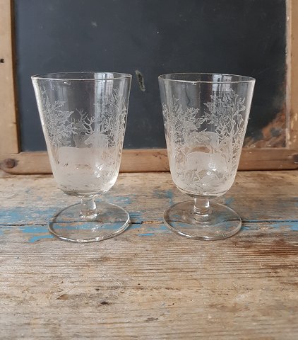 Toddy glass with deer motif - Kastrup glassworks