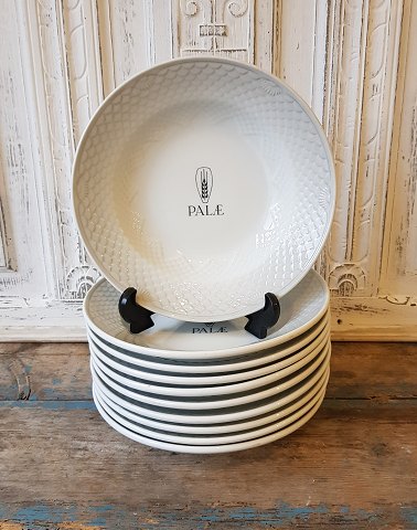 B&G Grå tone lille dyb tallerken, Hotelporcelæn med logo "Palæ" fra Palæ konditoriet i Horsens.No. 1006