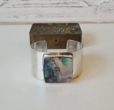 Palle Bisgaard vintage wide bracelet in sterling silver and Abelone