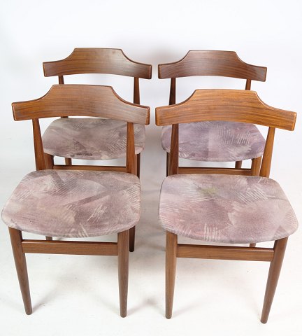 4 Dining room chairs - Teak - Grey fabric - Hans Olsen - 1960Great condition