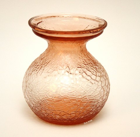 Støvet laksefarvet hyacinth glas/vase, Fyens Glasværk