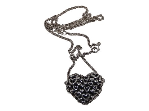 Georg Jensen silverHeart pendant and necklace by Allan Scharf from 1998