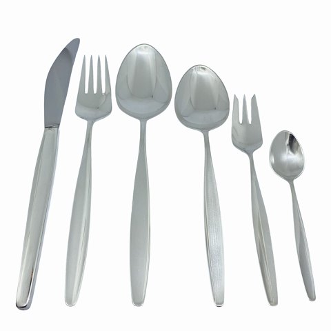 Georg Jensen, Tias Eckhoff; Cypres/Cypress silver cutlery, complete for 12 persons, 81 pieces sterling silver