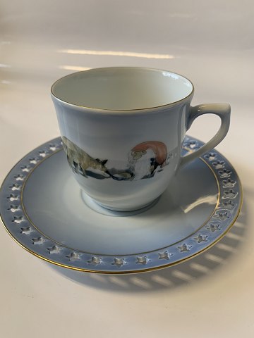 Bing & Grøndahl Christmas set by Harald Wiberg, coffee cup with saucer.Deck no. 3501/305.Diameter of the cup is 7.4 cm.
