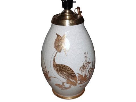 Royal CopenhagenLarge Craquele vase / tablelamp with a grebe bird