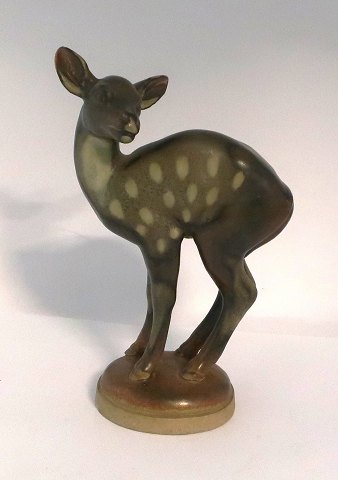 Bing & Gröndahl. Stoneware figurine of a deer. Model 1929. Height 18 cm. (3 quality)