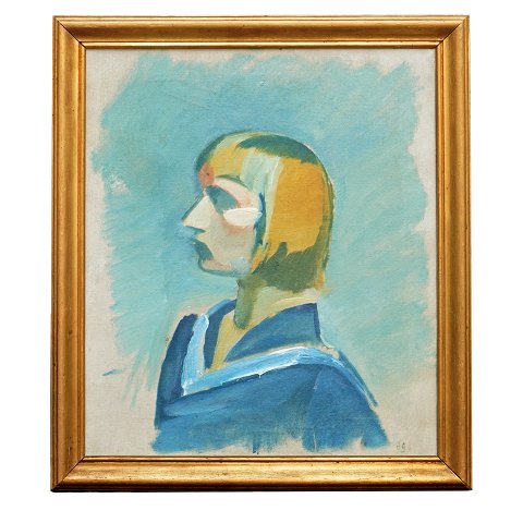 Harald Gierisng, 1881-1927, oil on canvas. Portrait of the artist's wife. Signed. Visible size: 60x50cm. With frame: 70x60cm