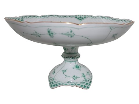 Green Blue Fluted Half Lace with gold trimCake stand from 1898-1923