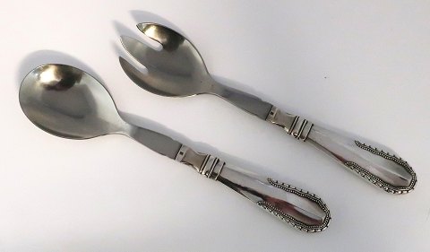 Georg Jensen. Viking. Sterling salad set with steel (925). Length 21.5 cm. Produced 1933-1945.