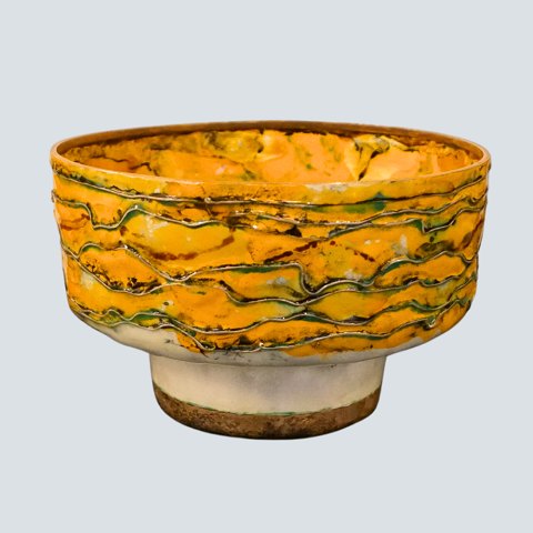 Inger Hanmann for Anton Michelsen; Bowl in sterling silver decorated with yellow enamel