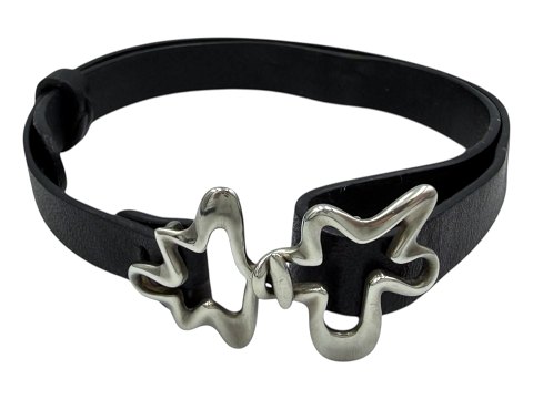 Georg Jensen silverSplash bracelet with black leather