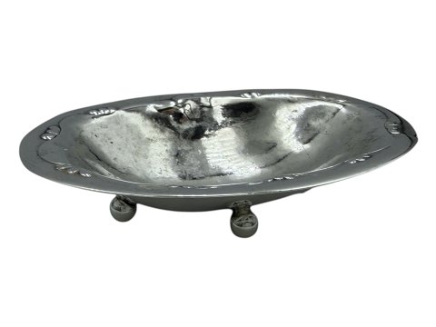 Georg Jensen silverOblong salt jar on four feet