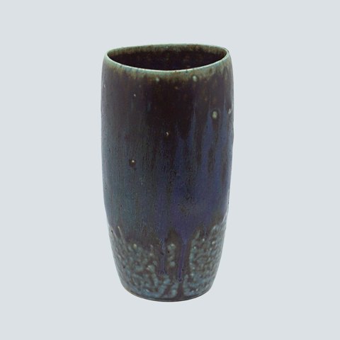 Arne Bang; Stoneware vase with black and blue glaze
