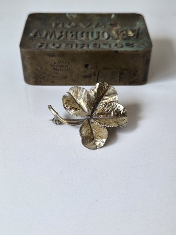 Leo Askhim vintage firkløver broche i forgyldt sterlingsølv