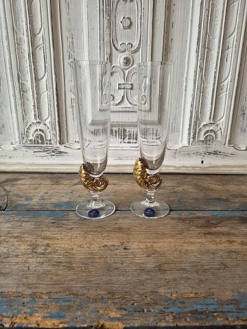 Holmegaard Neptun champagneglas med forgyldt stilk