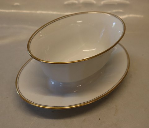 Palace 8631-1535 Sovseskål 9 x 22 cm guld & grå kant Kongelig Dansk Kantet Porcelæn(Palads) grå og guldkant
