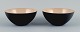Two "krenits" bowls in metal.Beige.