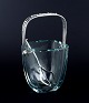 E. Dragsted, Danish silversmith.Danish design. Modernist ice bucket in art glass with a sterling silver handle and a silver-plated metal ice tong.Sleek Danish design.