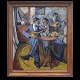 Victor Isbrand, 1897-1988, oil on plate. Cubism composition with three musicians. Signed and dated 1918. Exhibited and depicted. Visible size: 105x88cm. With frame: 121x106cm