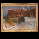 Oluf Høst, 1884-1966, oil on canvas. Bognemark with moon. Signed and dated 1952. Visible size: 60x80cm. With frame: 71x91cm
