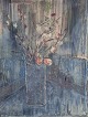 Lars Byström (1940-2006), svensk kunstner. Tempera på plade.Blomster i vase.