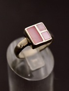 Sterling silver ring with pink enamel