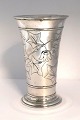 K. Tömmerup, Copenhagen (K.T.). Silver vase with floral motif (830). Height 18.5 cm. Produced 1906.