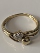 Heart ring with diamonds in 14 carat goldSize 56