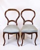 Set of 2 chairs - Rococo - Mahogany - Light blue fabric -1860sGreat condition