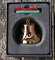 Georg Jensen Denmark Christmas ornaments in gilded brass. Christmas bell  from 2016 in original box.
