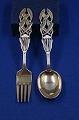 Michelsen set Christmas spoon and fork 1941 of 
Danish gilt sterling silver