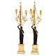 Pair of French 
firegilt bronze 
candelabra with 
marble ...