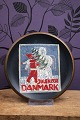 Old terracotta plate / platter with a painted motif of the Christmas stamp from Christmas 1944-Denmark...