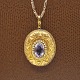 Medallion in 14 kt. gold with amethyst and pearls