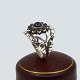 Georg Jensen; Moonlight Blossom ring af sterling sølv med sorte agater, nr. 10