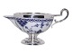 Blue Fluted Half LaceCreamer with silver plate stand and handles from 1890-1905