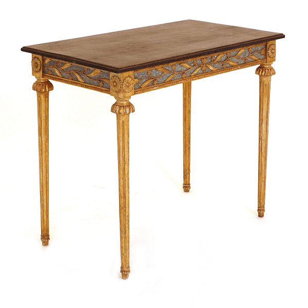 A late 18th century gilt Louis XVI console. Sweden circa 1780. H: 73cm. Top: 47x86cm
