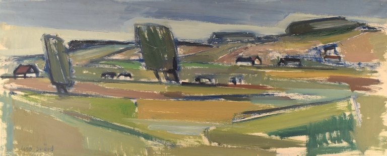 Uno Svärd (1924-2002), Sverige. Olie på lærred. Modernistisk landskab. 1960/70