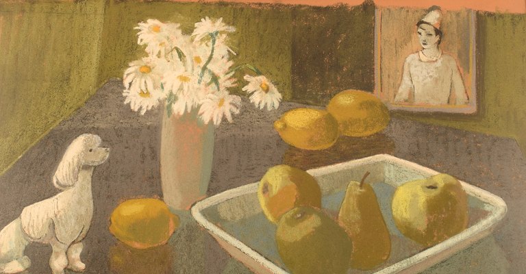 Bengt Carlberg (1897-1967), Sverige. Pastel på papir. Modernistisk opstilling. Midt 1900-tallet.