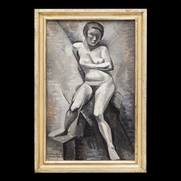 William Schraff, 1886-1959, Öl auf Pappe montiert Leinen. Signiert und datiert Paris 1921. Lichtmasse: 62x37cm. Mit Rahmen: 72x47cm