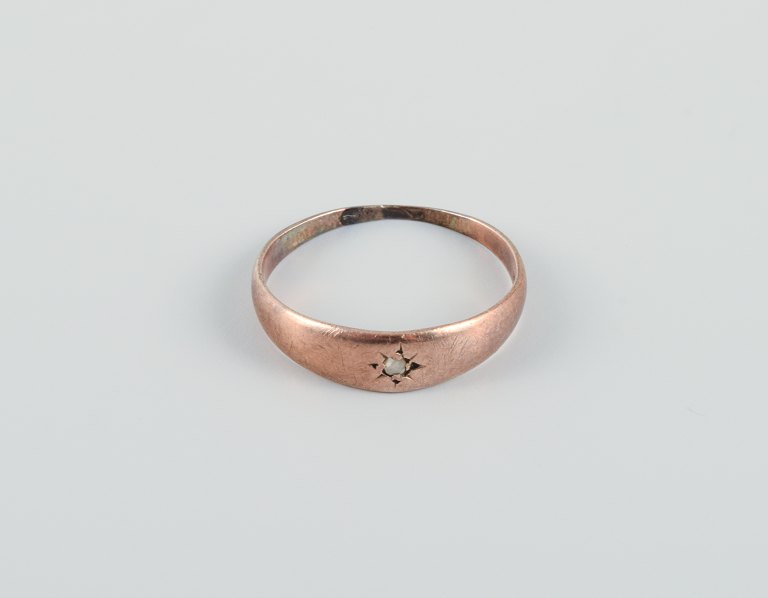 Scandinavian goldsmith, older gold ring adorned with clear semi-precious stone.Stamped with the goldsmith