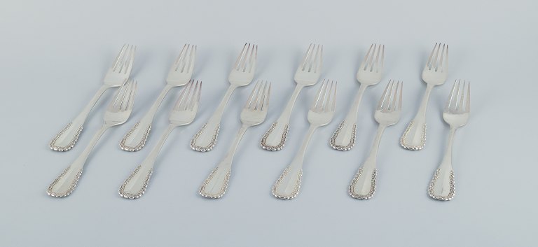 Georg Jensen, Viking, a set of twelve large dinner forks in 830 silver and sterling silver.