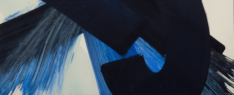 Monique Orsini (1937), fransk kunstner. Mixed media på papir.Abstrakt komposition.