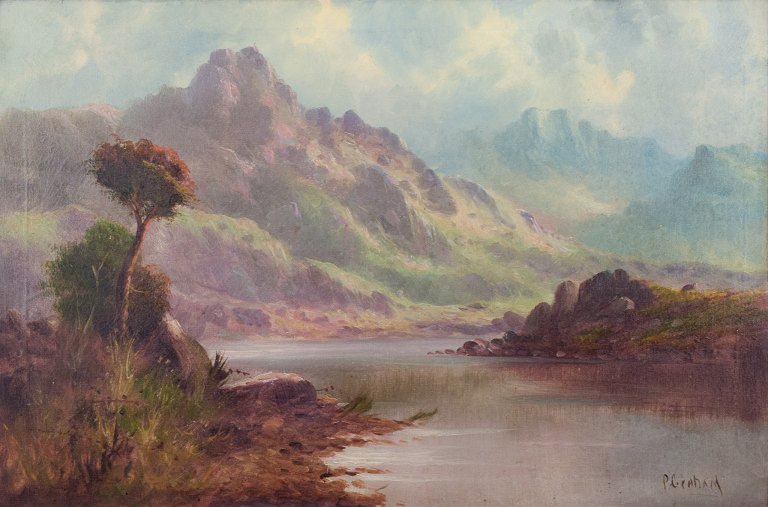 Peter Graham (1836-1921), Scottish painter, oil on canvas. Scottish Highlands.