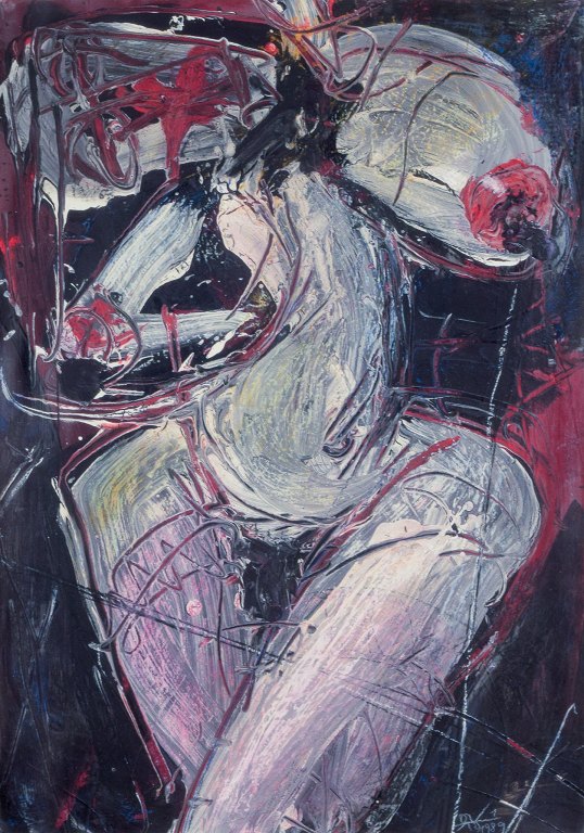 Wolfgang K. E. Lehman, German artist.Mixed media on paper.