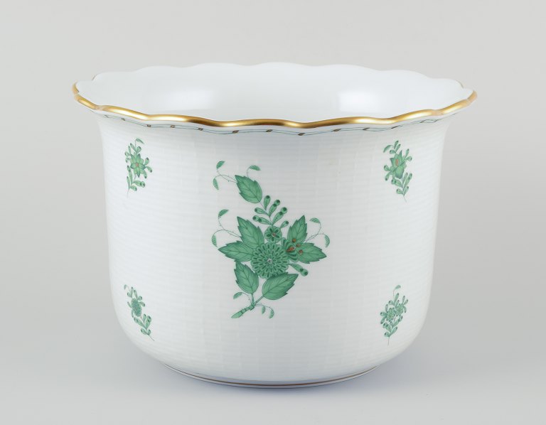 Herend, Ungarn. Chinese Bouquet Apponyi Green, champagnekøler/stor urtepotteskjuler af porcelæn.