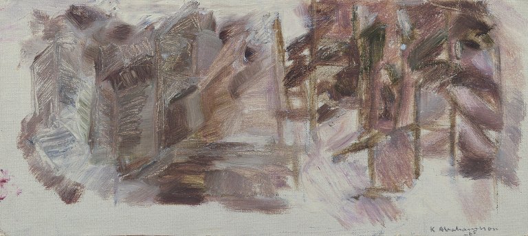 K. Abrahamsson, svensk kunstner.Olie på lærred lagt på malerplade.